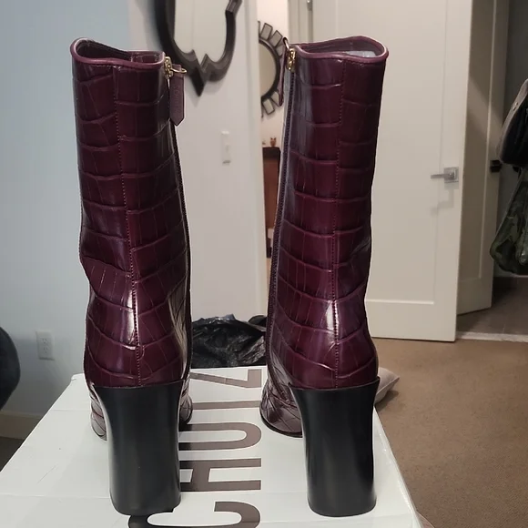 SCHUTZ LEATHER FAUX CROC BLOCK HEEL - Picture 6 of 9